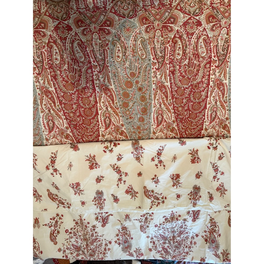 Pottery Barn Organic Cotton Duvet‎ Cover Red Paisley Full/Queen Bedroom Home